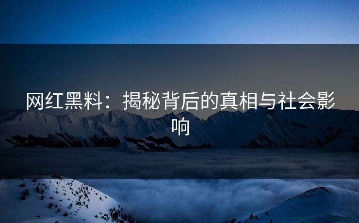 网红黑料：揭秘背后的真相与社会影响