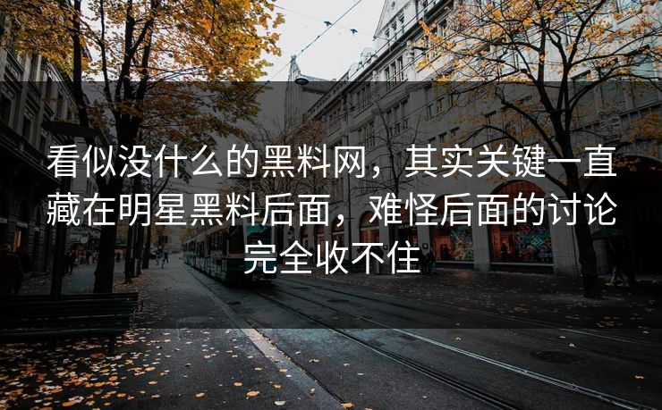 看似没什么的黑料网，其实关键一直藏在明星黑料后面，难怪后面的讨论完全收不住