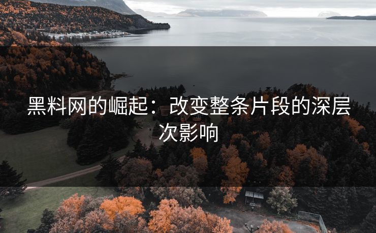 黑料网的崛起：改变整条片段的深层次影响