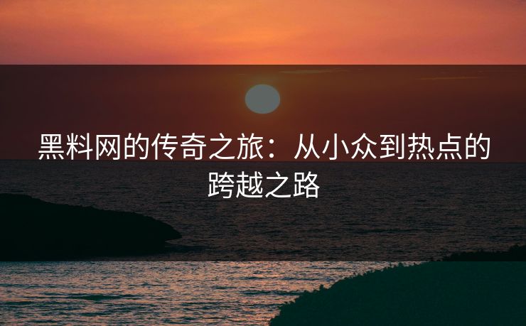 黑料网的传奇之旅：从小众到热点的跨越之路