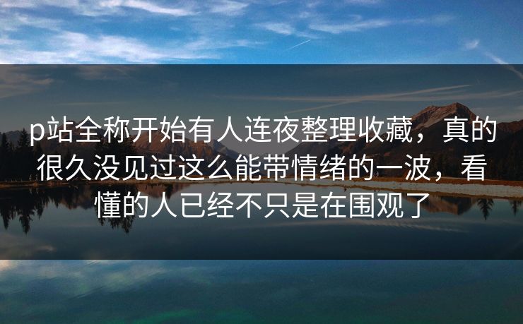 p站全称开始有人连夜整理收藏，真的很久没见过这么能带情绪的一波，看懂的人已经不只是在围观了